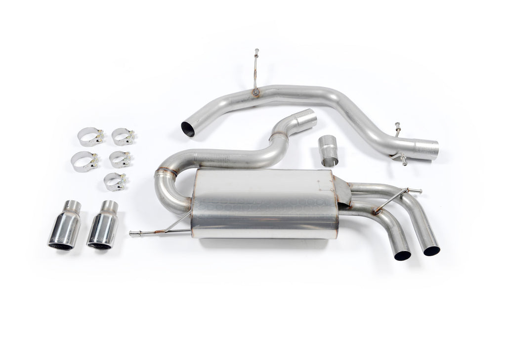 Audi A3/Seat Cupra + Leon/VW Golf MK5 GTI 2.0T - Non-Resonated (Louder) Cat-Back Exhaust System with Polished Trims with Twin Polished Trims