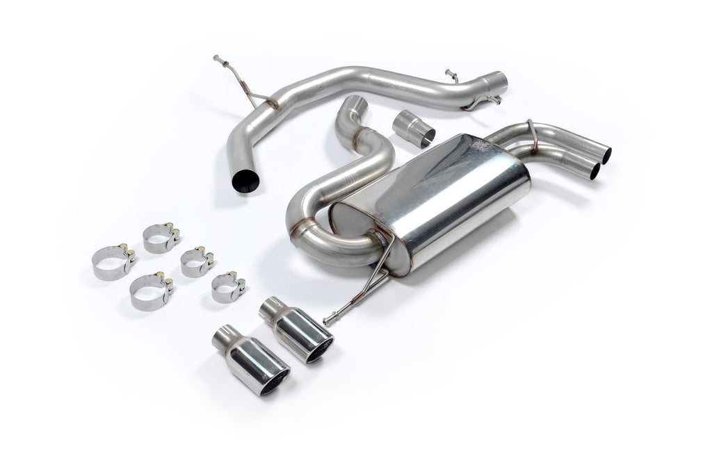 Audi A3/Seat Cupra + Leon/VW Golf MK5 GTI 2.0T - Non-Resonated (Louder) Cat-Back Exhaust System with Polished Trims with Twin Polished Trims