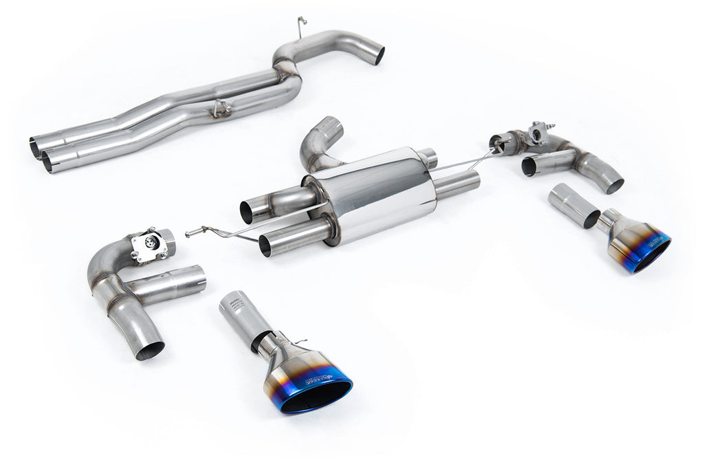 Audi RS3 8V - 80MM Race Non-Resonated (Loudest) Cat-Back Exhaust System with Burnt Titanium Trims