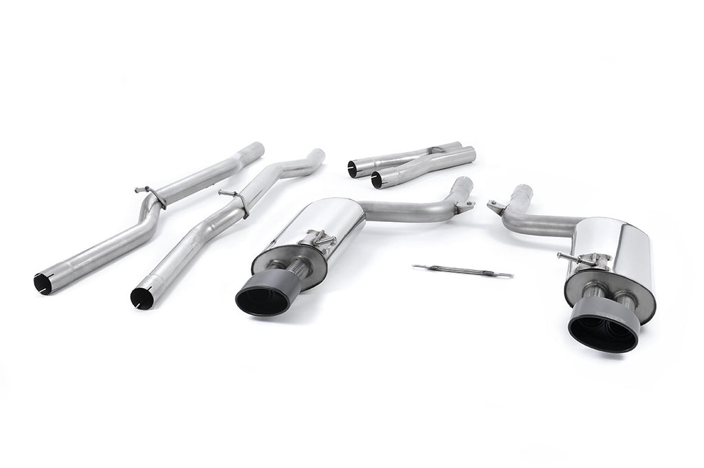 Audi RS4 B7 - Non-Valved &amp; Non-Resonated Cat-Back Exhaust System with Satin Black Sheen Trims