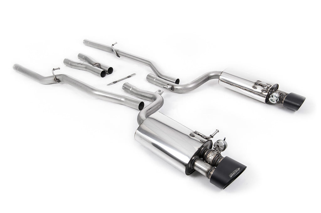 Audi RS4 B7 - Valved &amp; Non-Resonated Cat-Back Exhaust System With Satin Black Sheen Trims