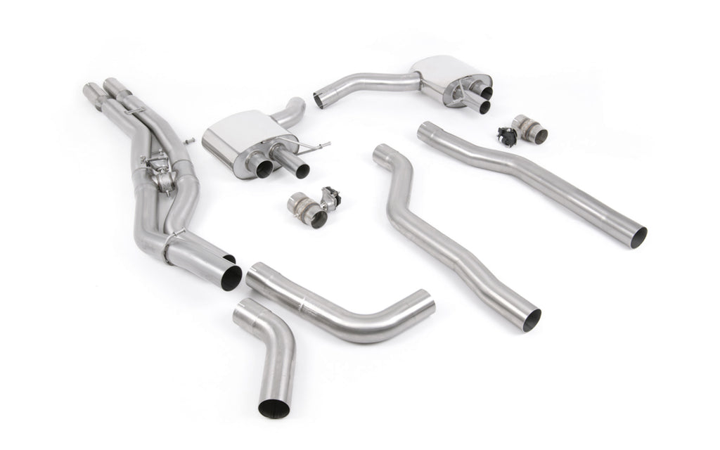 Audi RS6/RS7 C8 - Non Resonated Cat Back System (Twin 80mm) with Cerakote Black Oval Trims - Louder - (OE Requires Cutting)