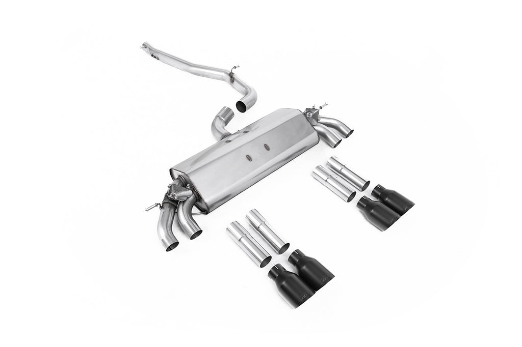 Audi S3 8V.2 - Non-Resonated (Louder) Cat-Back Exhaust System with Quad Round Cerakote Black Trims