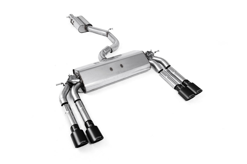 Audi S3 8V/V.2 - Resonated (Quieter) Cat-Back Exhaust System with Quad Oval Cerakote Black Trims
