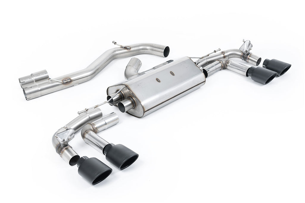 Audi S3 8Y Sportback GPF models - 80mm Non-Resonated (Louder) Cat-Back Exhaust System with Cerakote Black Oval Trims