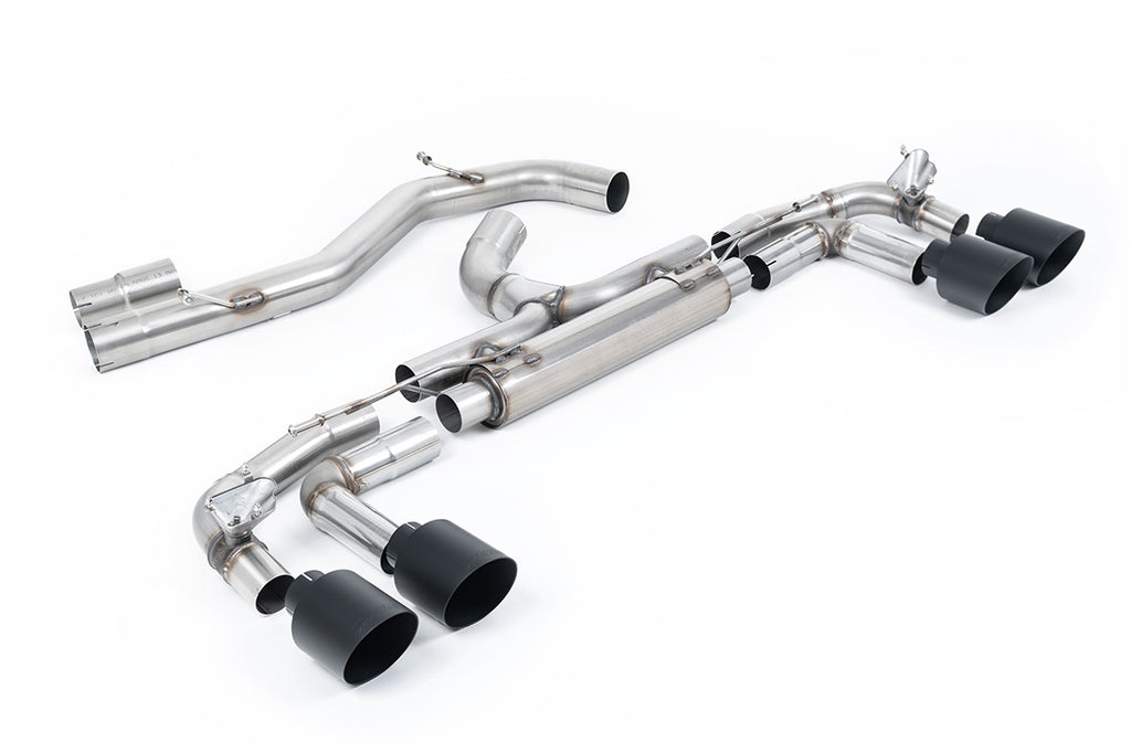 Audi S3 8Y Sportback GPF models - 'Race' 80mm Non-Resonated (Loudest) Cat-Back Exhaust System with Cerakote Black Trims