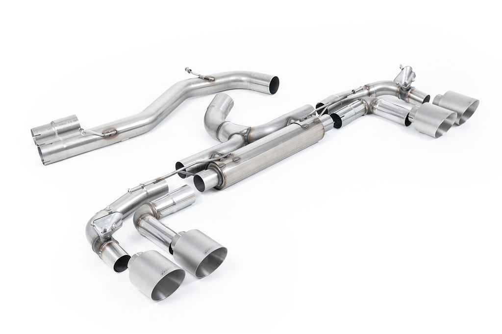 Audi S3 8Y Sportback GPF models - 'Race' 80mm Non-Resonated (Loudest) Cat-Back Exhaust System with Brushed Titanium Trims