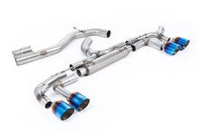 Load image into Gallery viewer, Audi S3 8Y Sportback GPF models - 'Race' 80mm Non-Resonated (Loudest) Cat-Back Exhaust System with Burnt/Blue Titanium Trims