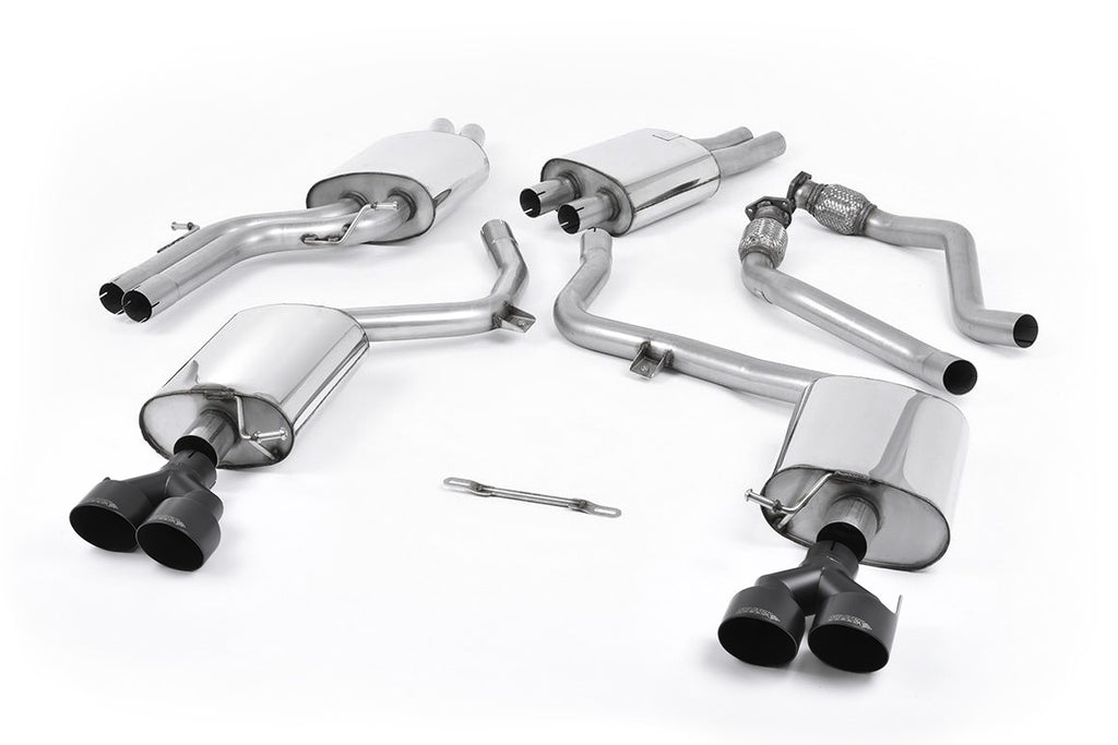 Audi S4 V6/S5 3.0 B8.5 Sportback - Resonated (Quieter) Cat-Back Exhaust System with Quad Outlet Ceramic Black Trims