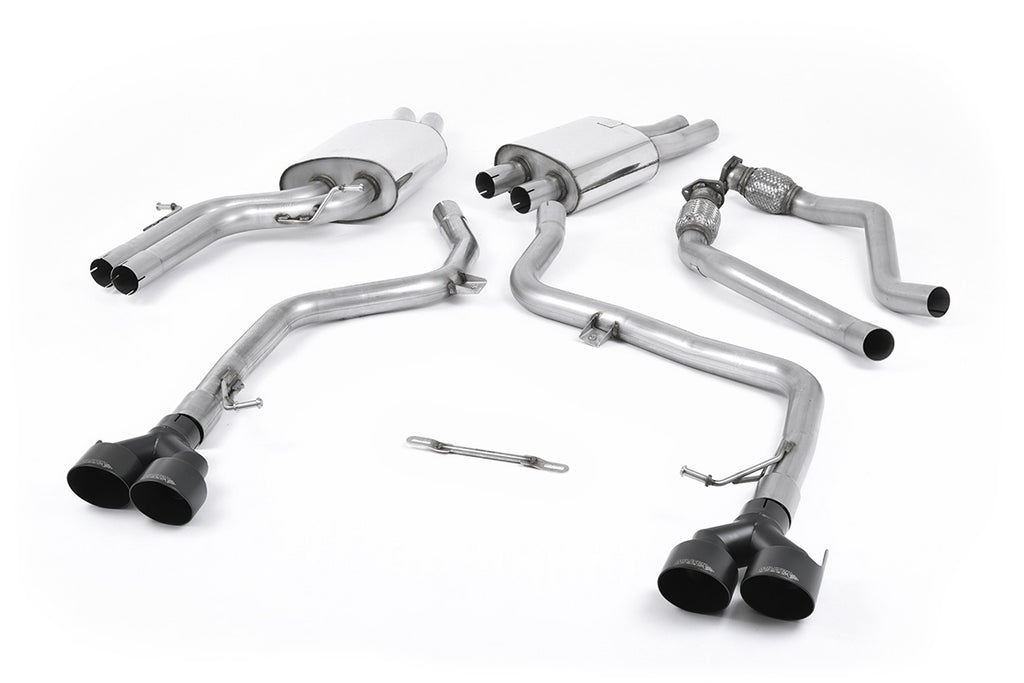 Audi S4 V6/S5 3.0 B8.5 Sportback - Resonated (Quieter) Cat-Back Race Exhaust System with Quad Outlet Ceramic Black Trims