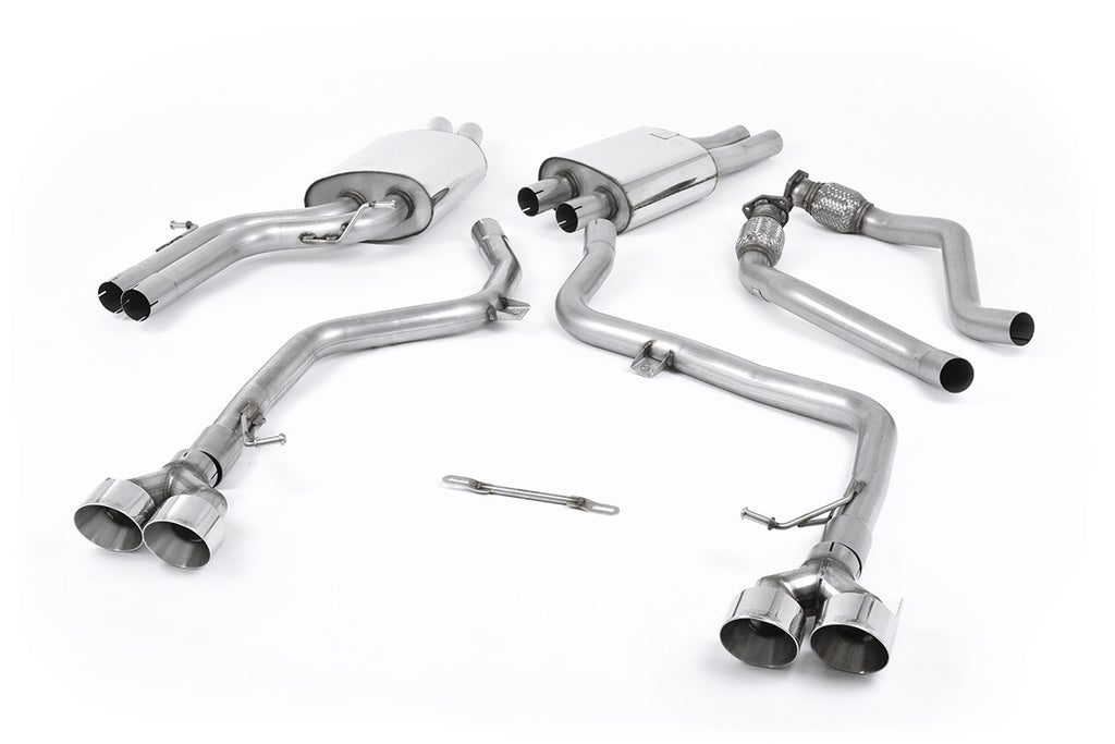 Audi S4 V6/S5 3.0 B8.5 Sportback - Resonated (Quieter) Cat-Back Race Exhaust System with Quad Outlet Polished Trims