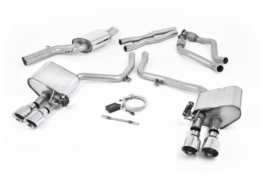 Audi S4 V6/S5 3.0 B8.5 - Valved &amp; Resonated (Quieter) Cat-Back Exhaust System with Polished Trims