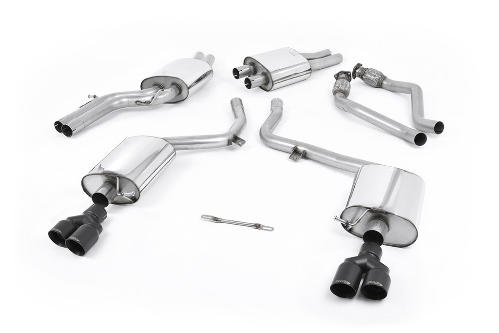 Audi S4 V6/S5 3.0 B8 Sportback - Resonated (Quieter) Cat-Back Exhaust System with Quad Cerakote Black Trims