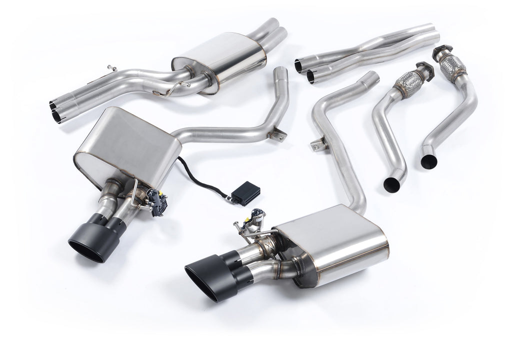 Audi S4 V6/S5 3.0 B8 - Valved &amp; Resonated (Quieter) Cat-Back Exhaust System with Black Oval Trims