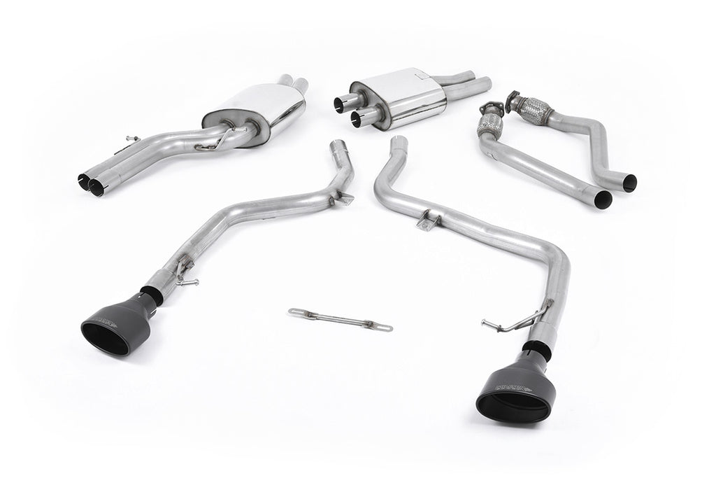 Audi S5 B8 (S tonic) - Race Non-Resonated (Louder) Cat-Back Exhaust System with Black Oval Trims