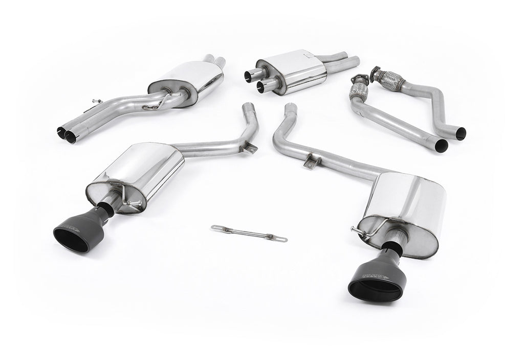 Audi S5 B8 (S tonic) - Resonated (Quieter) Cat-Back Exhaust System with Dual Cerakote Black Trims