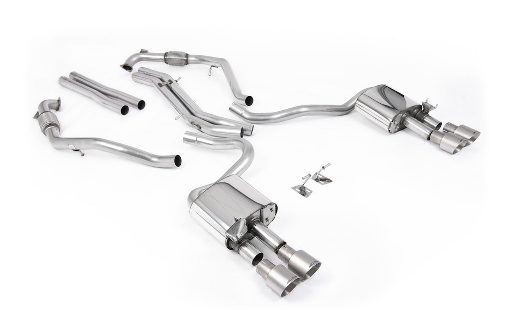 Audi S5 B9 Sport Diff models with Brace Bars - Non-Resonated Cat-Back (Louder) with Quad Brushed Titanium Trims