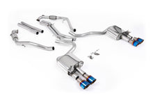 Load image into Gallery viewer, Audi S5 B9 Sport Diff models with Brace Bars - Non-Resonated Cat-Back (Louder) with Quad Burnt/Blue Titanium Trims