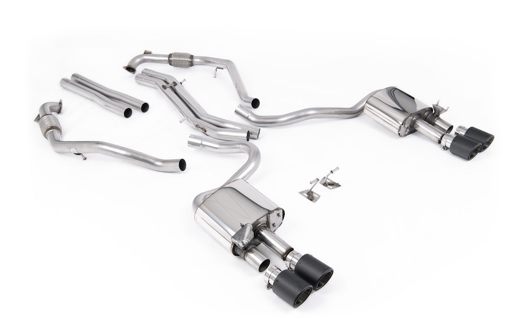 Audi S5 B9 Sport Diff models with Brace Bars - Non-Resonated Cat-Back (Louder) with Quad Carbon Trims