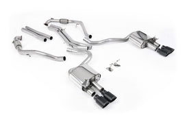 Audi S5 B9 Sport Diff models with Brace Bars - Non-Resonated Cat-Back (Louder) with Quad Cerakote Black Ovals Trims