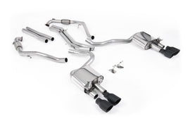 Audi S5 B9 Sport Diff models with Brace Bars - Non-Resonated Cat-Back (Louder) with Quad Cerakote Black Trims