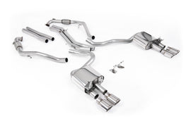 Audi S5 B9 Sport Diff models with Brace Bars - Non-Resonated Cat-Back (Louder) with Quad Polished Ovals Trims
