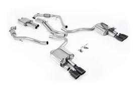 Audi S5 B9 Sport Diff models with Brace Bars (RHD) - Resonated Cat-Back with Quad Black Oval Trims
