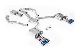 Audi S5 B9 Sport Diff models with Brace Bars (RHD) - Resonated Cat-Back with Quad Burnt/Blue Titanium Trims