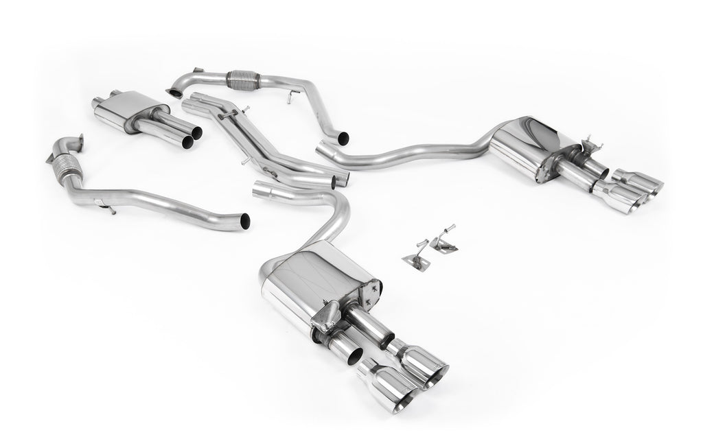 Audi S5 B9 Sport Diff models with Brace Bars (RHD) - Resonated Cat-Back with Quad Polished Trims