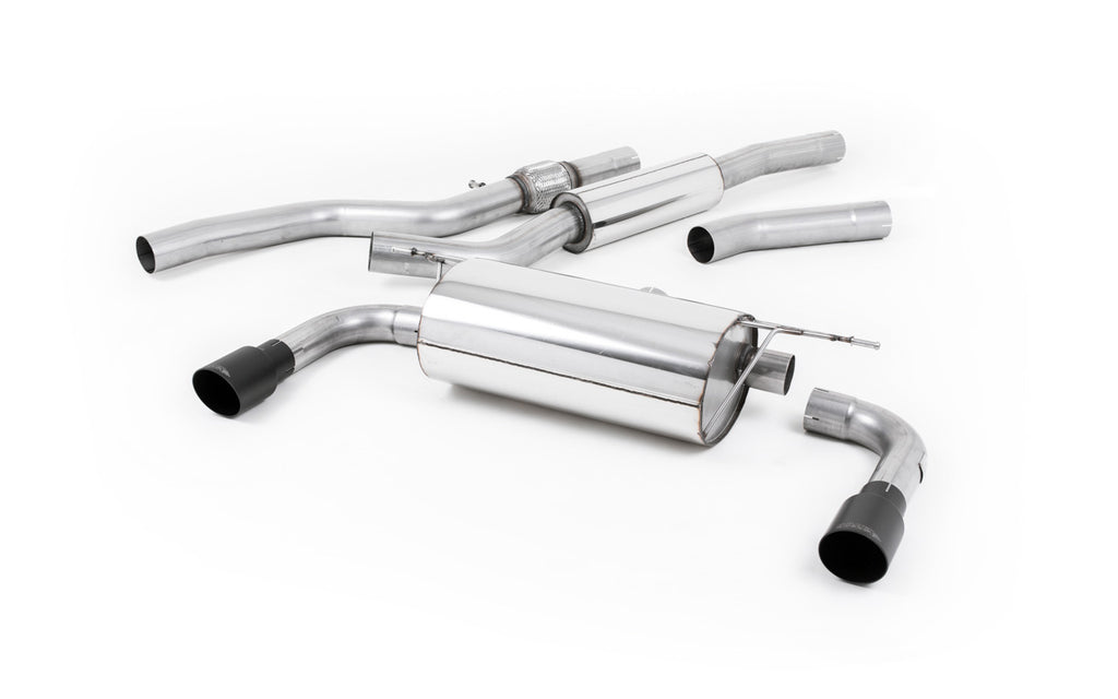 BMW 4 Series F32 428i Auto - Resonated (Quieter) Cat-Back Exhaust System with Cerakote Black Trims (For 435i M Sport Valance)
