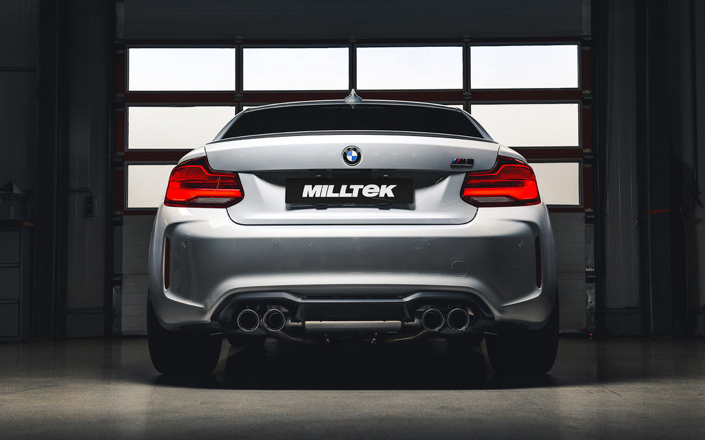 BMW F87 M2 Comp - Equal Length GPF/OPF Back Exhaust System (Loudest) with Quad Jet-90 Carbon Fibre Trims