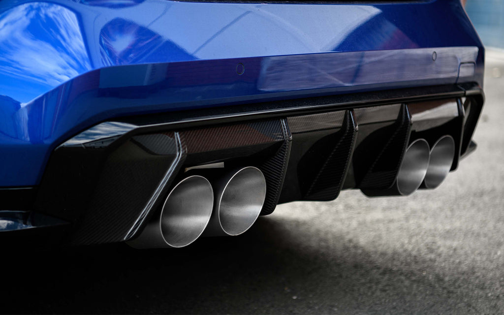 BMW G8X M3/M4 - Axle Back Exhaust System with GT-115 Brushed Titanium Trims