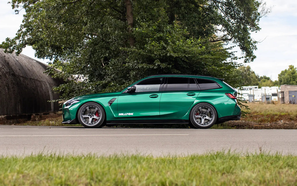 BMW G8X M3/M4 - OPF/GPF Back with Centre Resonator Bypass System with GT-115 Brushed Titanium Trims