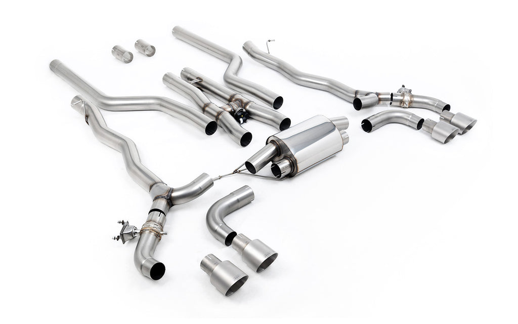 BMW M5 F90 (GPF Equipped) - Cat Back Exhaust System with Brushed Titanium GT-100 Trims