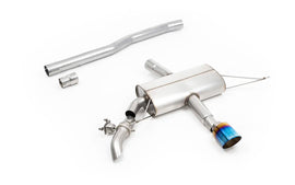 F66 Mini JCW - Non-Resonated Particulate Filter-back System with Burnt/Blue Titanium Tips