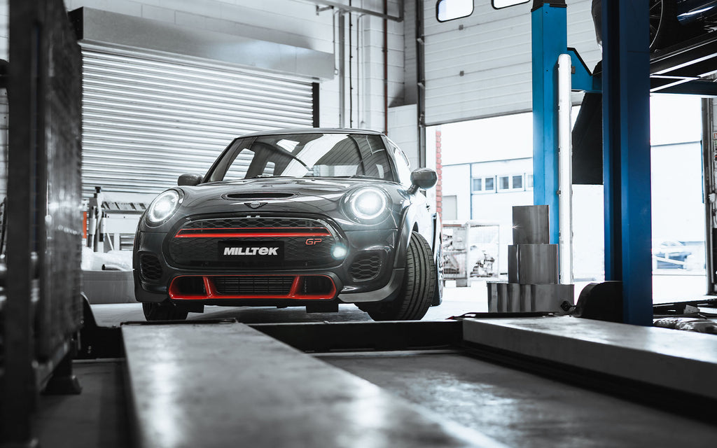 Mini Cooper S/JCW F56 - Non-Resonated (Louder) Cat-Back Exhaust System with GPF Bypass &amp; Burnt Titanium GT-90 Trims