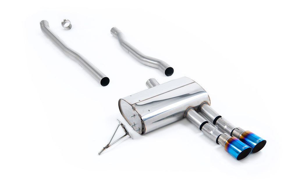Mini Cooper S F55 - Non-Resonated (Louder) Cat-Back with Burnt/Blue Titanium Tips