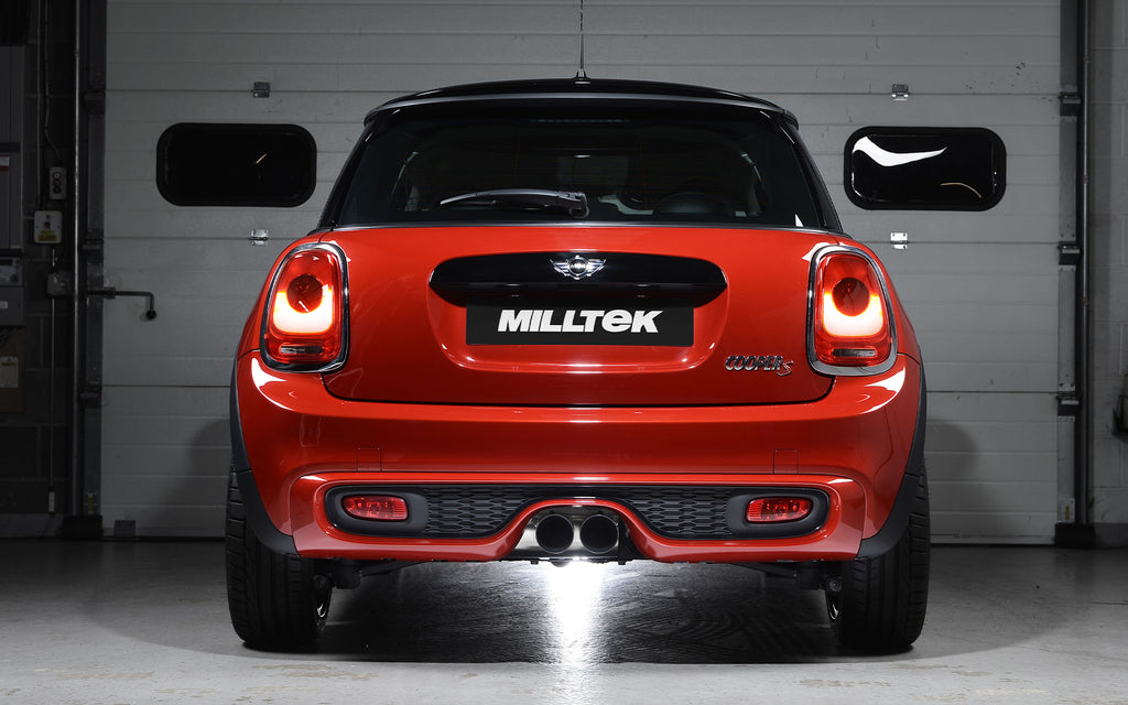 Mini Cooper S F56 - Valved &amp; Non-Resonated (Louder) Cat-Back Exhaust System with Cerakote Black Tips