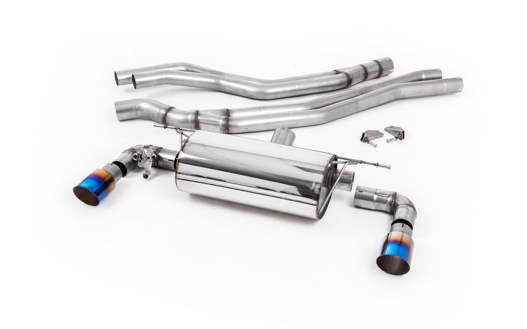 BMW F20/21 M140i (Non OPF) - Non-Resonated (Louder) Race Cat-Back Exhaust System with Burnt Titanium GT-90 Trims