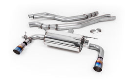 Non-Resonated (Louder) Race Cat-Back Exhaust System with Burnt Titanium GT-90 Trims