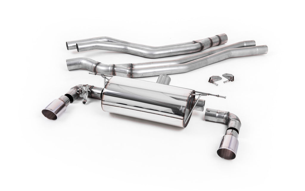 BMW F20/21 M140i (Non OPF) - Non-Resonated (Louder) Race Cat-Back Exhaust System with Polished GT-90 Trims