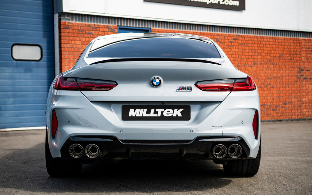 BMW M8 F91/92/93 (GPF Equipped) - OPF/GPF Back System with valved Rear Silencer Bypass &amp; JET-115 Carbon Trims