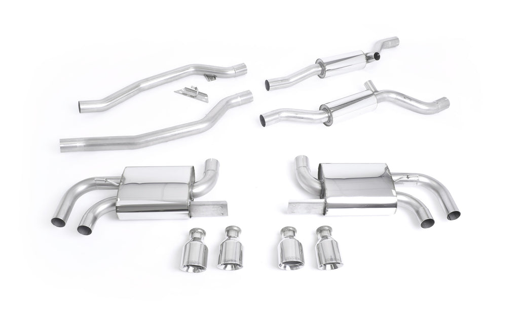 Porsche Cayenne 958 Turbo V8 (Pre-Facelift) - Resonated (Quieter) Cat-Back Exhaust System with Cup Style Polished Trims