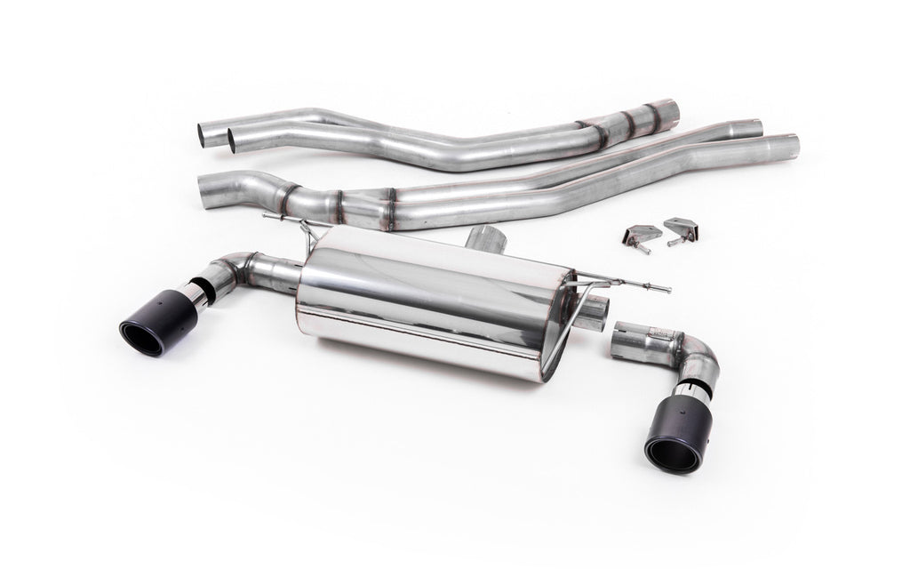 BMW F20/21 M140i (Non OPF) - Resonated (Quieter) Cat-Back Exhaust System with Carbon Jet 90 Trims