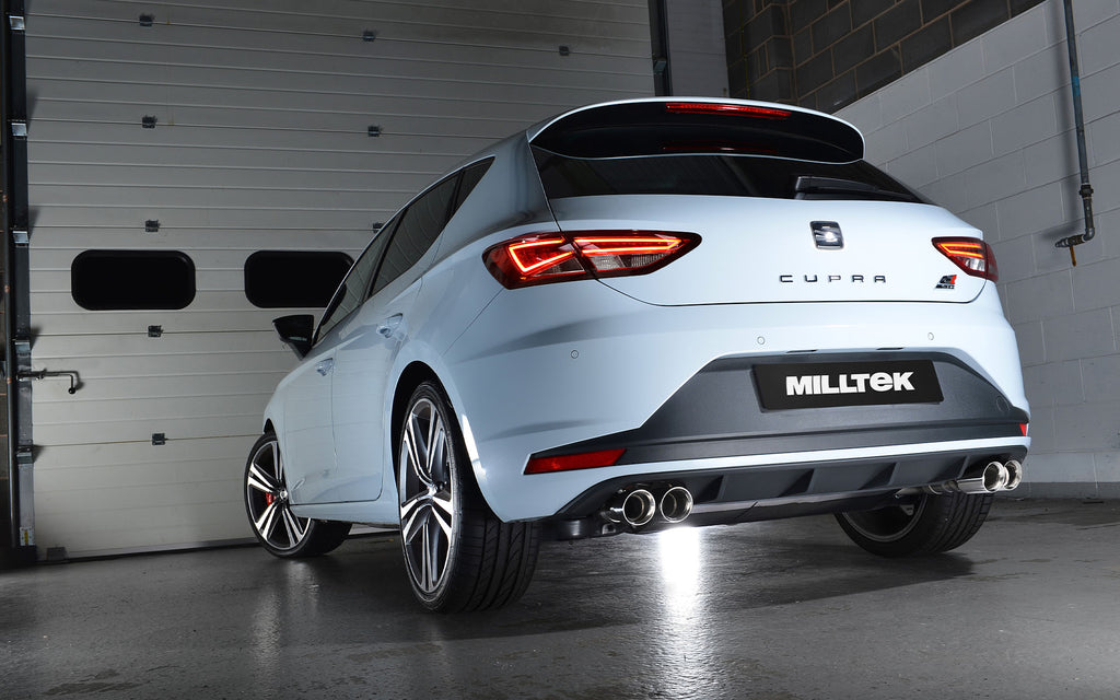 Seat Leon Cupra 280/290 (Non GPF Models) - Resonated (Quieter) Cat-Back Exhaust System with Front Silencer Delete &amp; Quad Polished Round Tips