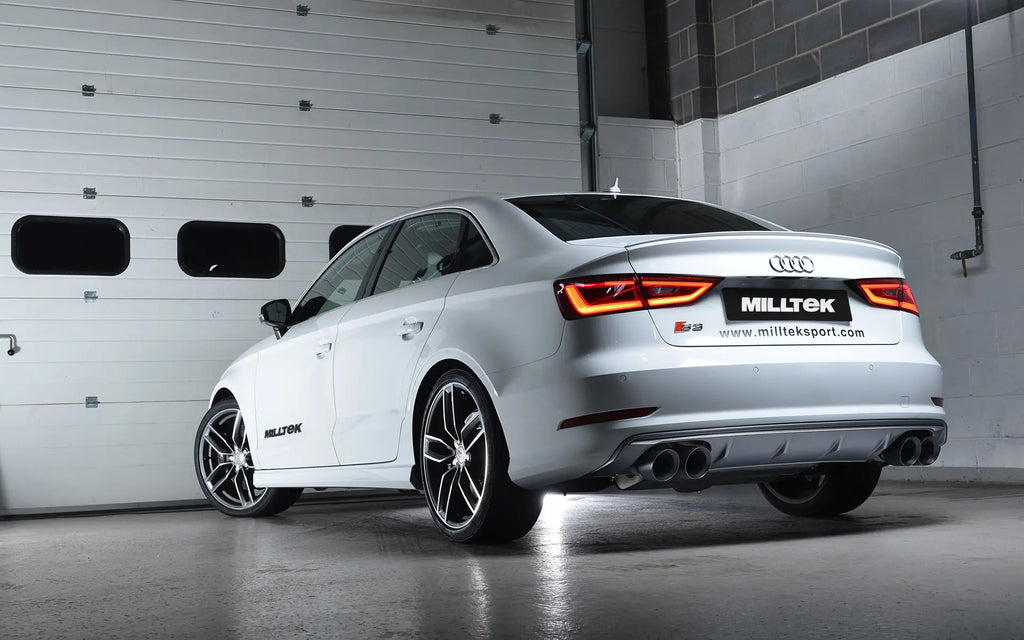Audi S3 8V.2 - Resonated (Quieter) GPF/OPF-Back Exhaust System with Quad Round Cerakote Black Trims