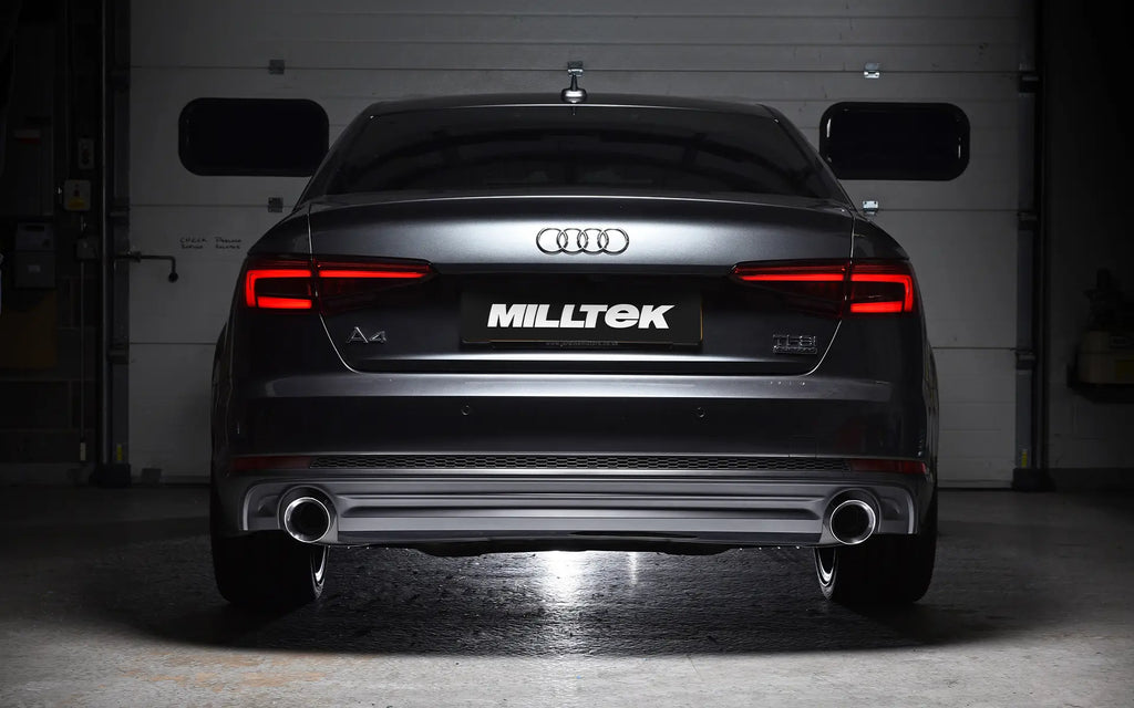Audi A4 2.0 B9 Quattro - Road+ Part Resonated Cat Back Exhaust System with Dual GT-100 Polished Trims