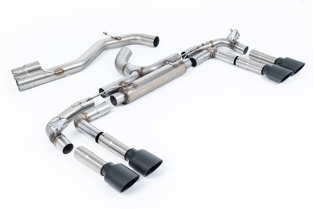 Audi S3 8Y - Non-Resonated Race (Loudest) Cat Back Exhaust System with Cerakote Black Oval Tips