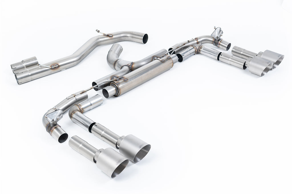 Audi S3 8Y - Non-Resonated Race (Loudest) Cat Back Exhaust System with with GT-115 Brushed Titanium Tips