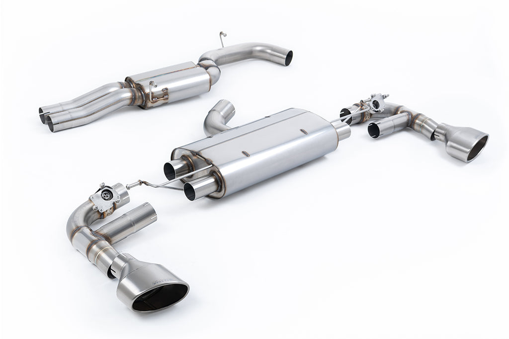 Audi TTRS MK3 Quattro - 80mm Resonated (Quieter) Cat Back with Brushed Titanium Trims